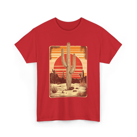 Desert Cactus Sunset Cactus T-Shirt - Red