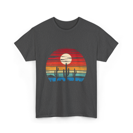 Desert Sunset Cactus Landscape T-Shirt - Dark Heather