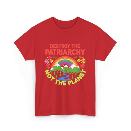 Destroy the Patriarchy Feminism T-Shirt - Red