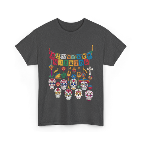 Dia De Los Muertos Celebration Art T-Shirt - Dark Heather