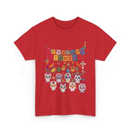 Dia De Los Muertos Celebration Art T-Shirt - Red