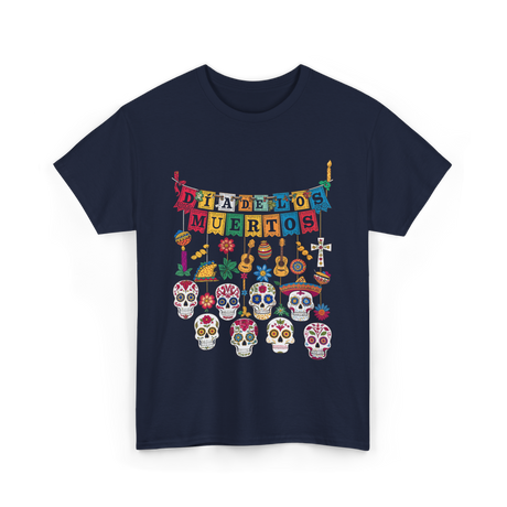 Dia De Los Muertos Celebration Art T-Shirt - Navy