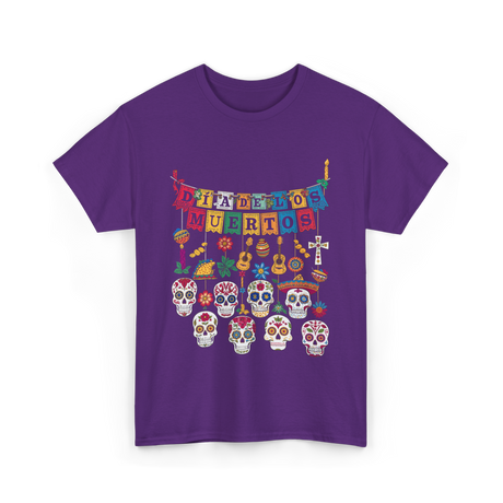 Dia De Los Muertos Celebration Art T-Shirt - Purple