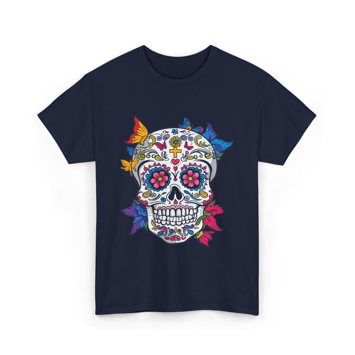 Dia de Los Muertos Sugar Skull T-Shirt - Navy