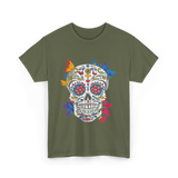 Dia de Los Muertos Sugar Skull T-Shirt - Military Green