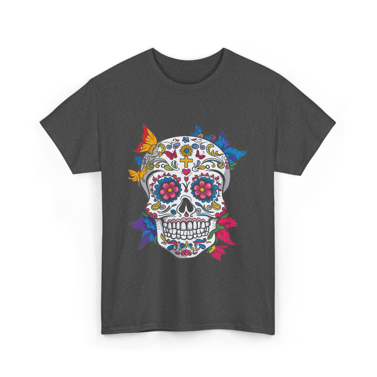 Dia de Los Muertos Sugar Skull T-Shirt - Dark Heather