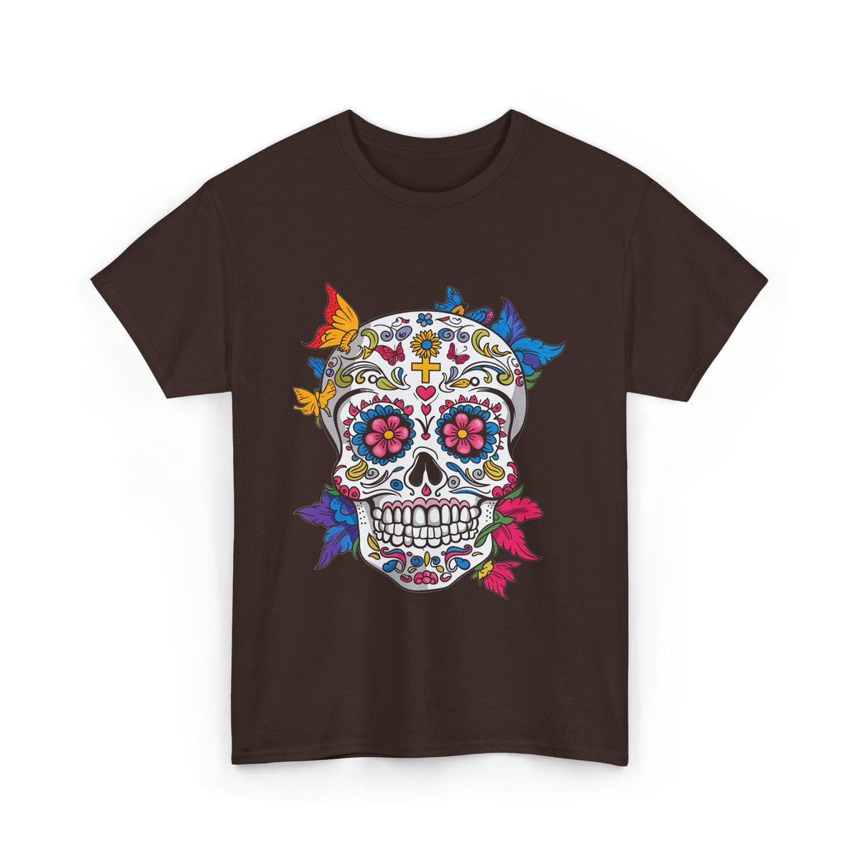 Dia de Los Muertos Sugar Skull T-Shirt - Dark Chocolate