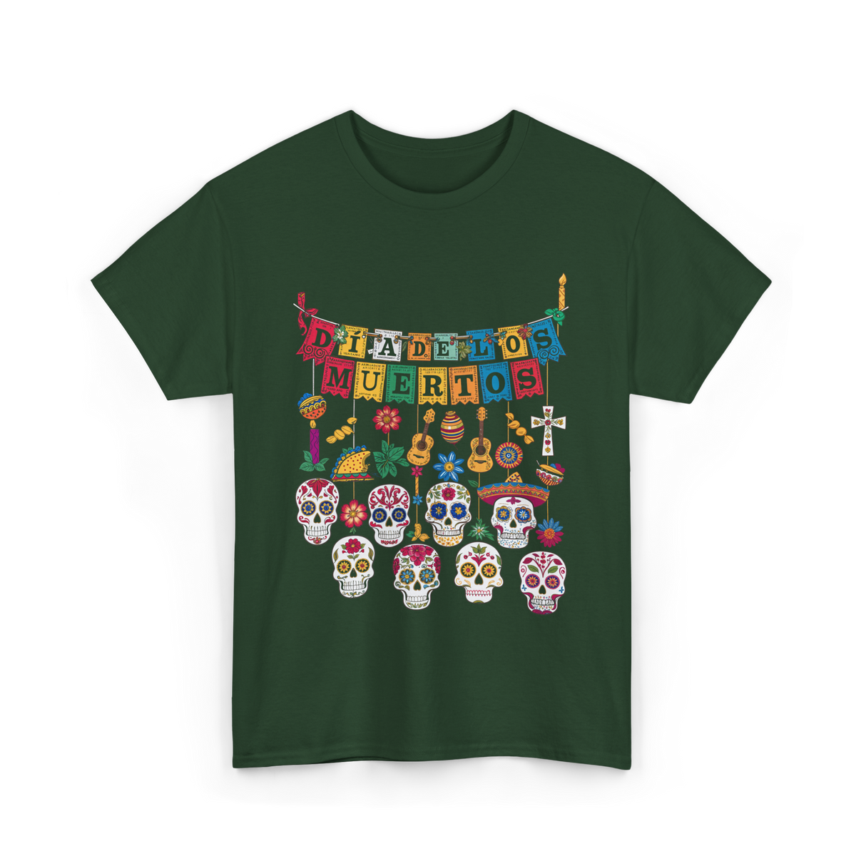 Dia De Los Muertos T-Shirt - Forest Green