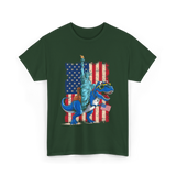 Dino Statue of Liberty Dinosaur T-Shirt - Forest Green