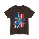 Dino Statue of Liberty Dinosaur T-Shirt - Dark Chocolate