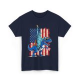 Dino Statue of Liberty Dinosaur T-Shirt - Navy