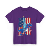 Dino Statue of Liberty Dinosaur T-Shirt - Purple