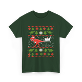 Dinosaur Christmas Sweater Dino T-Shirt - Forest Green