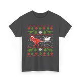 Dinosaur Christmas Sweater Dino T-Shirt - Dark Heather