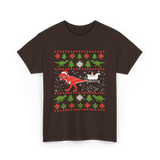 Dinosaur Christmas Sweater Dino T-Shirt - Dark Chocolate