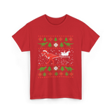 Dinosaur Christmas Sweater Dino T-Shirt - Red