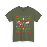 Dinosaur Christmas Sweater Dino T-Shirt - Military Green