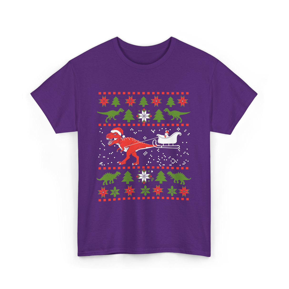 Dinosaur Christmas Sweater Dino T-Shirt - Purple