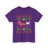 Dinosaur Christmas Sweater Dino T-Shirt - Purple