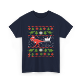 Dinosaur Christmas Sweater Dino T-Shirt - Navy