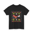 Dinosaur Christmas Sweater Holiday T-Shirt - Black