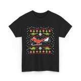 Dinosaur Christmas Sweater Holiday T-Shirt - Black