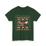 Dinosaur Christmas Sweater Holiday T-Shirt - Forest Green