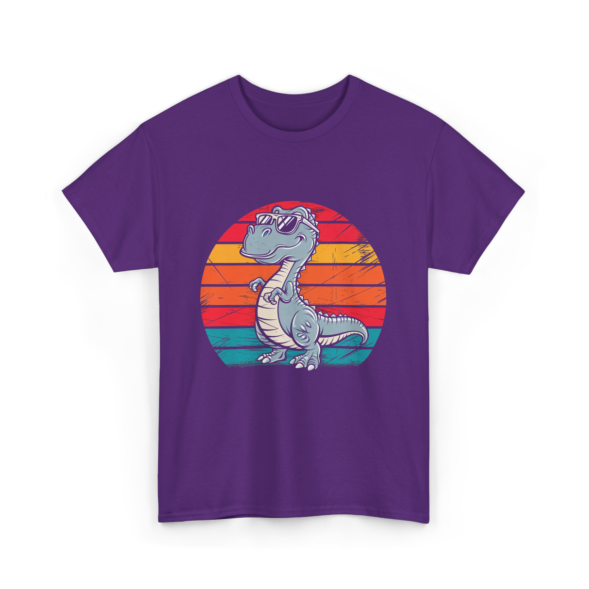 Dinosaur Retro T-Rex Dinosaur T-Shirt - Purple