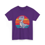 Dinosaur Retro T-Rex Dinosaur T-Shirt - Purple