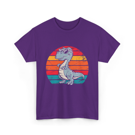 Dinosaur Retro T-Rex Dinosaur T-Shirt - Purple