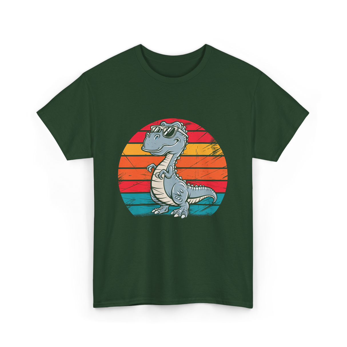 Dinosaur Retro T-Rex Dinosaur T-Shirt - Forest Green