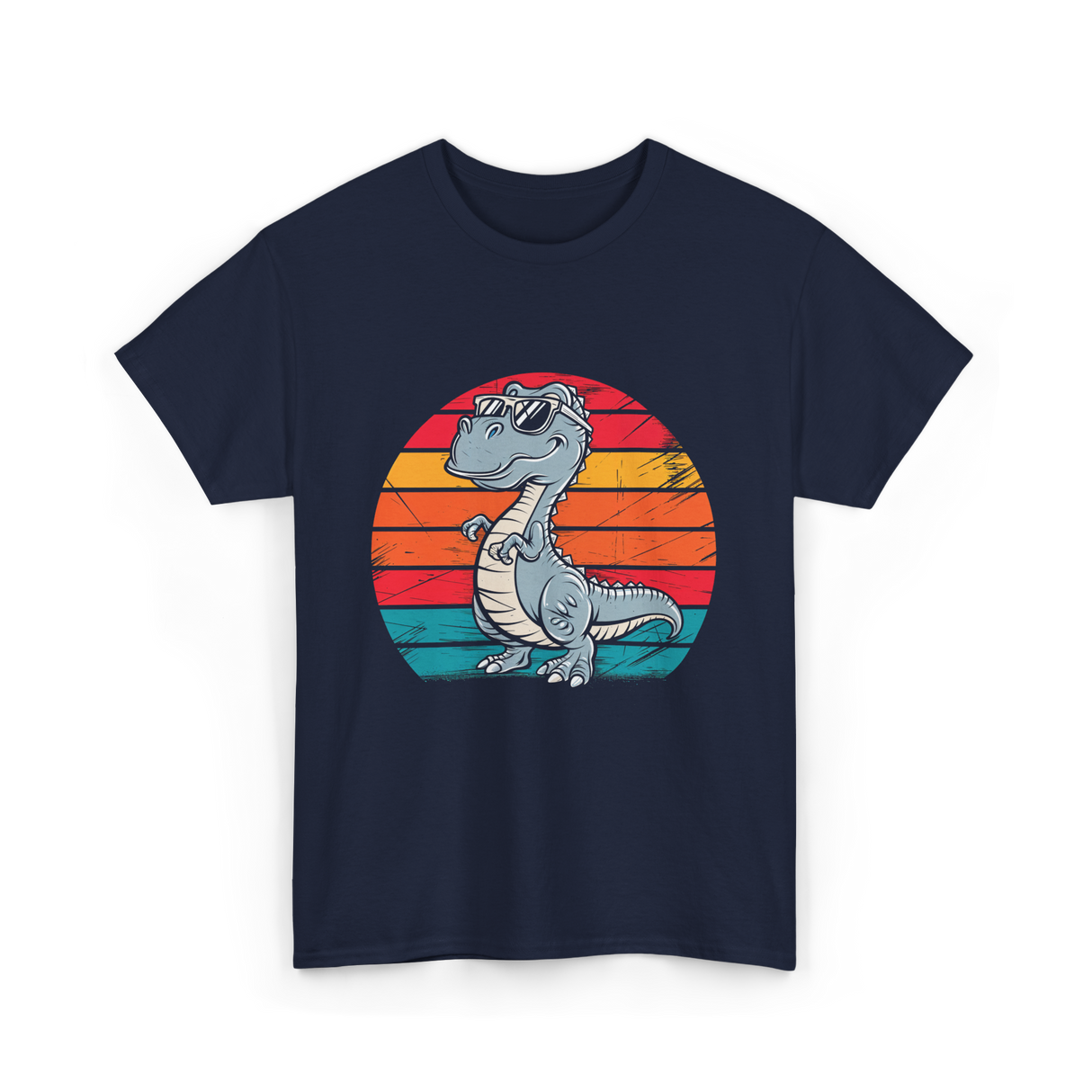 Dinosaur Retro T-Rex Dinosaur T-Shirt - Navy