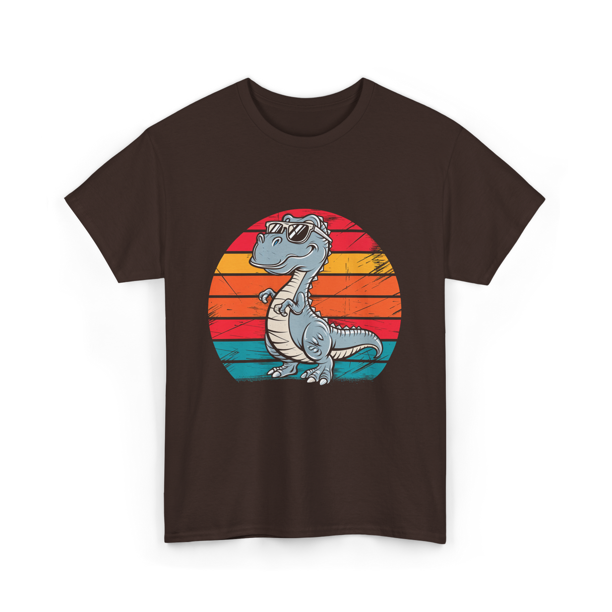 Dinosaur Retro T-Rex Dinosaur T-Shirt - Dark Chocolate