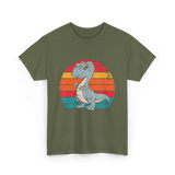 Dinosaur Retro T-Rex Dinosaur T-Shirt - Military Green