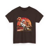 Dinosaur with Balloons Dinosaur T-Shirt - Dark Chocolate