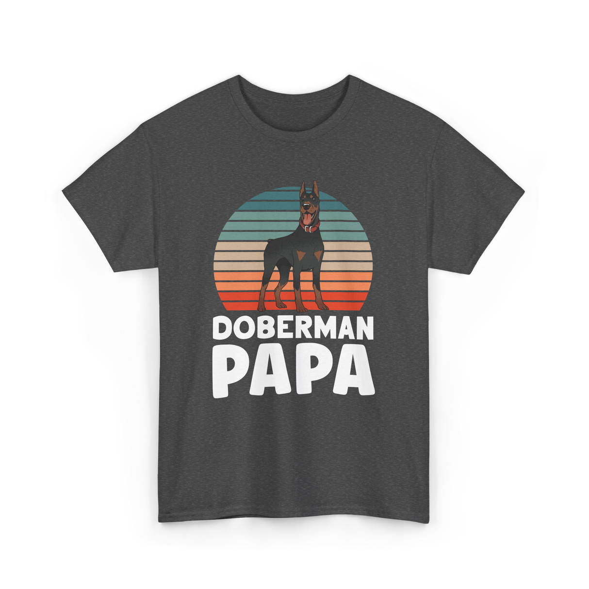 Doberman Papa Doberman Dog T-Shirt - Dark Heather