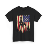 Doberman Pinscher American Flag Dog T-Shirt - Black