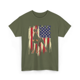 Doberman Pinscher American Flag Dog T-Shirt - Military Green