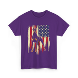 Doberman Pinscher American Flag Dog T-Shirt - Purple