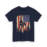 Doberman Pinscher American Flag Dog T-Shirt - Navy