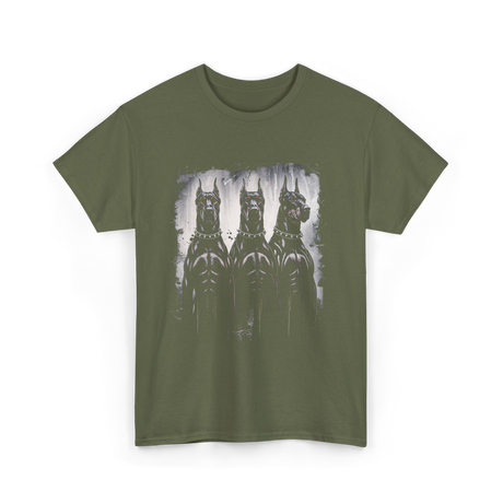 Doberman Pinscher Black Dog Lovers T-Shirt - Military Green