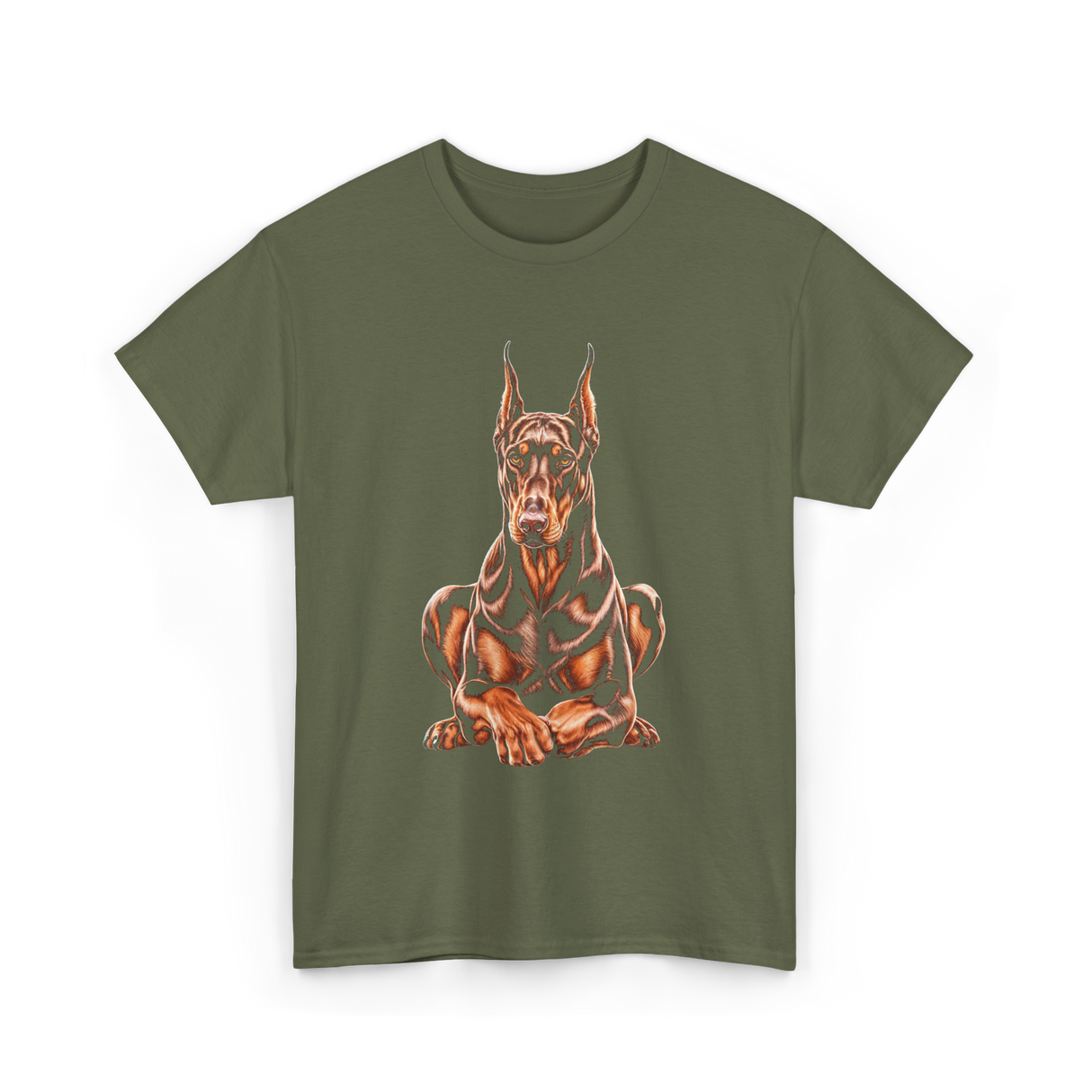 Doberman Pinscher Dog Owners Portrait T-Shirt - Military Green