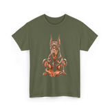 Doberman Pinscher Dog Owners Portrait T-Shirt - Military Green