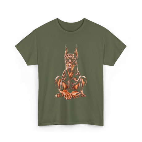 Doberman Pinscher Dog Owners Portrait T-Shirt - Military Green