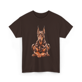 Doberman Pinscher Dog Owners Portrait T-Shirt - Dark Chocolate