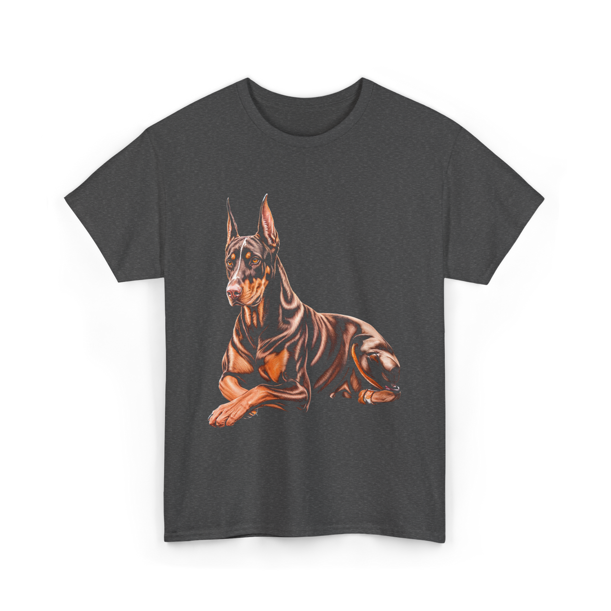 Doberman Pinscher Dog Portrait T-Shirt - Dark Heather