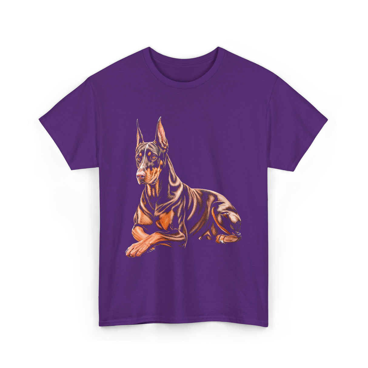 Doberman Pinscher Dog Portrait T-Shirt - Purple