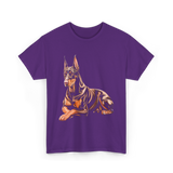 Doberman Pinscher Dog Portrait T-Shirt - Purple