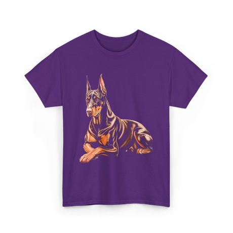 Doberman Pinscher Dog Portrait T-Shirt - Purple