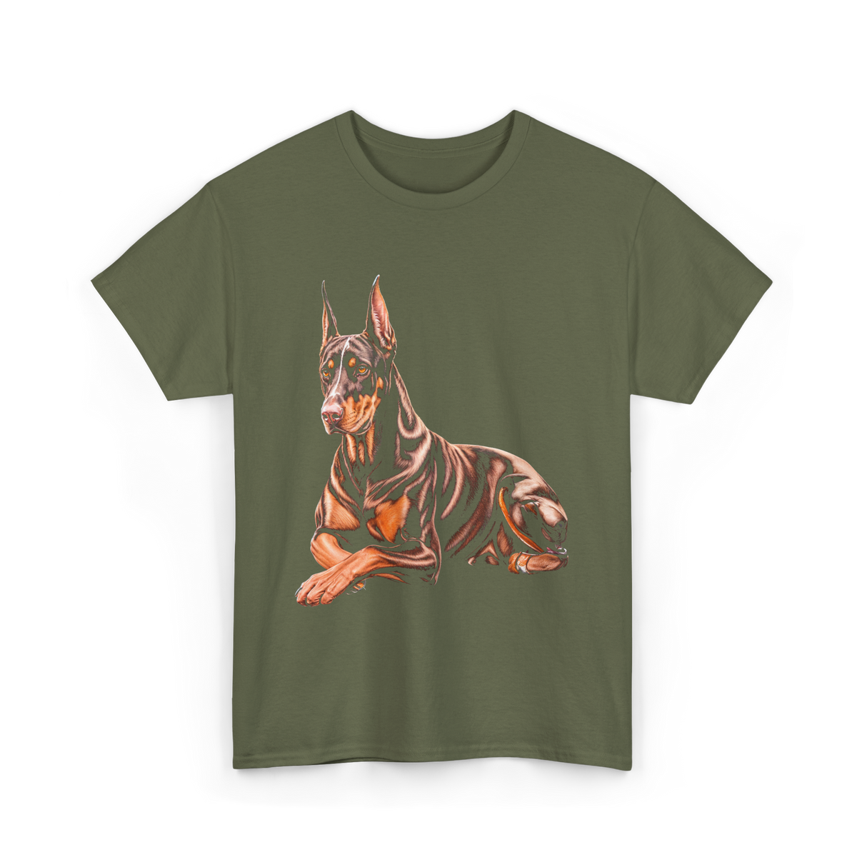 Doberman Pinscher Dog Portrait T-Shirt - Military Green